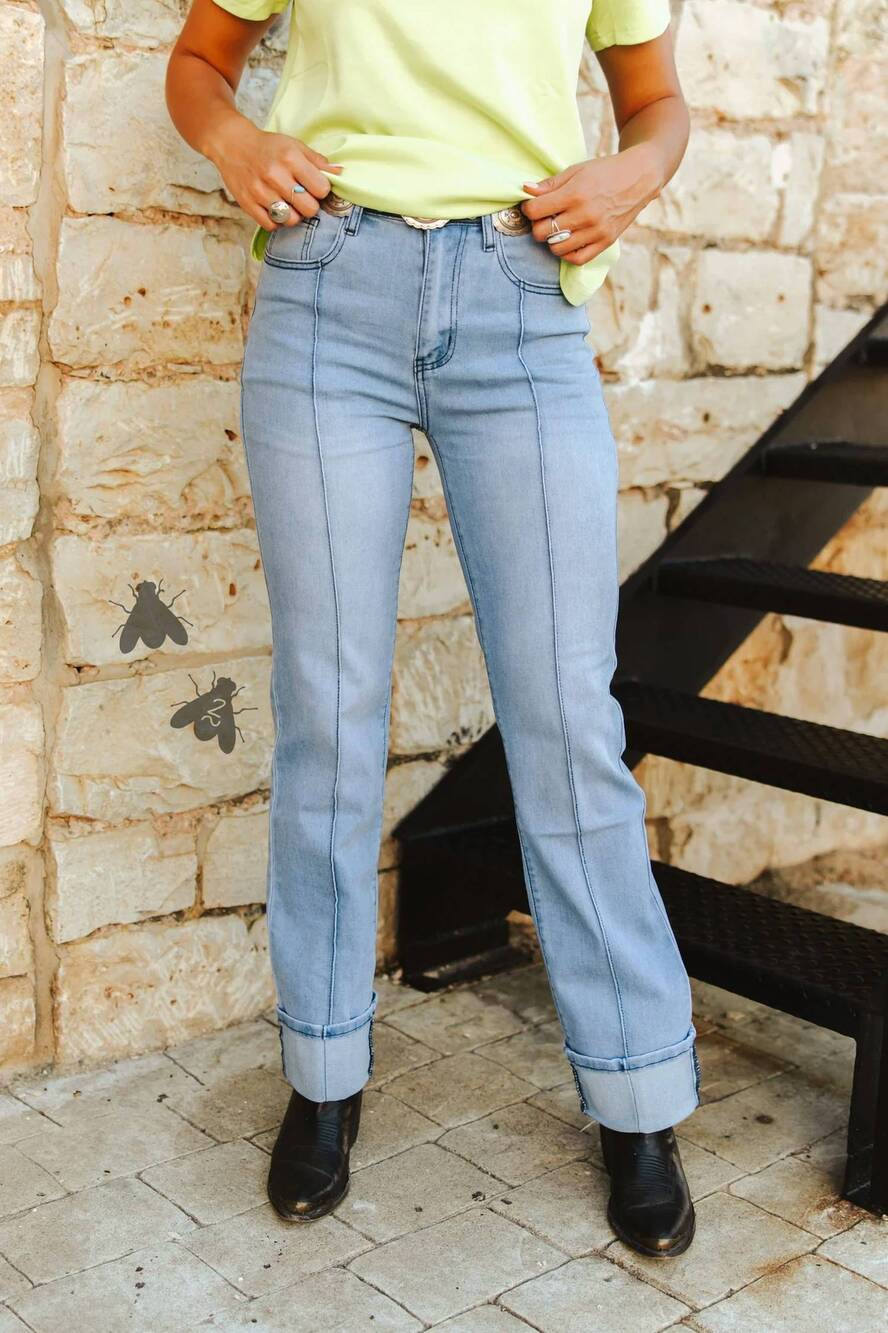 NEW 2FLYCO mid rise line drives jeans in light wash